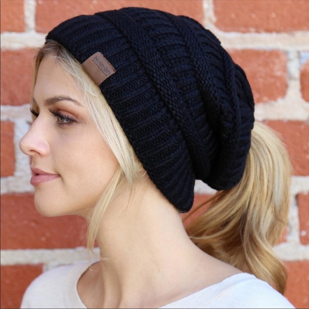 Black Ponytail Beanie - Picture 3 of 3
